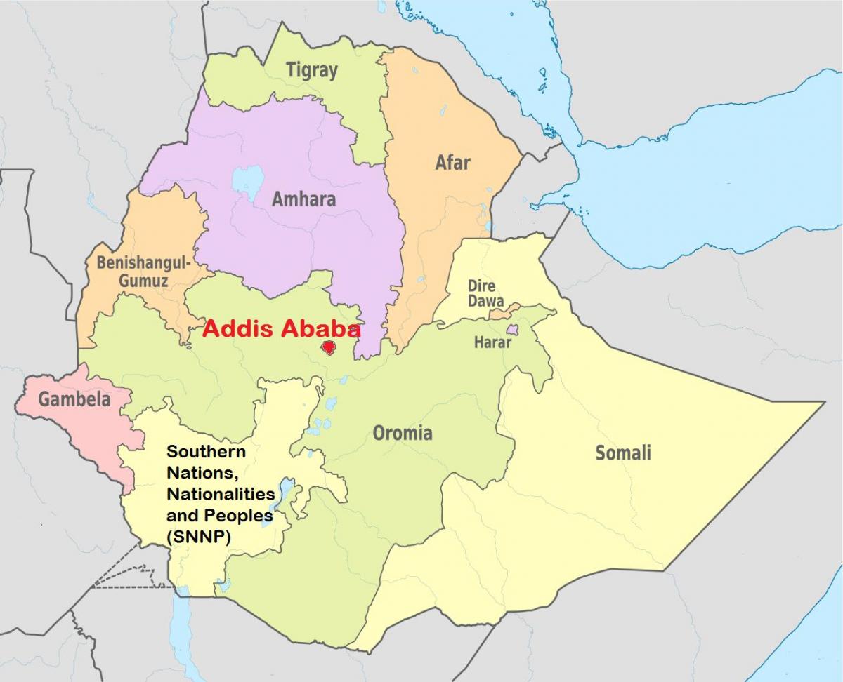 addis abeba-Ethiopië kaart wereld