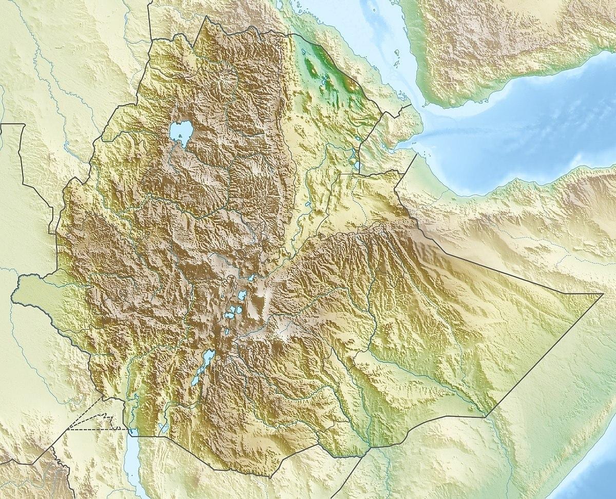 kaart van de Ethiopische bergen