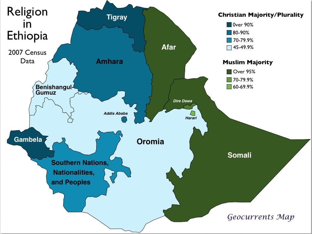 kaart van de dorze Ethiopië