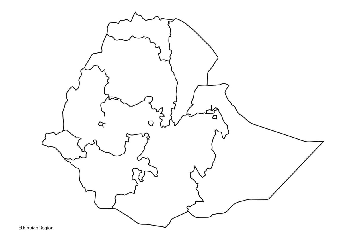 blanco kaart van Ethiopië
