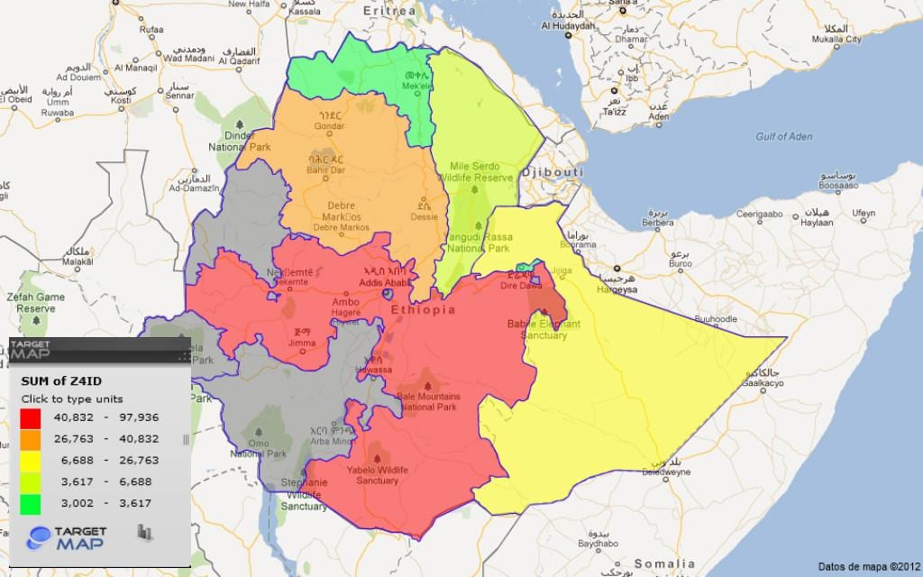 Ethiopië provincies kaart