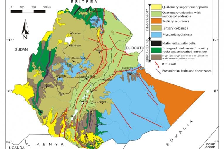 kaart van Ethiopië natuurlijke hulpbronnen
