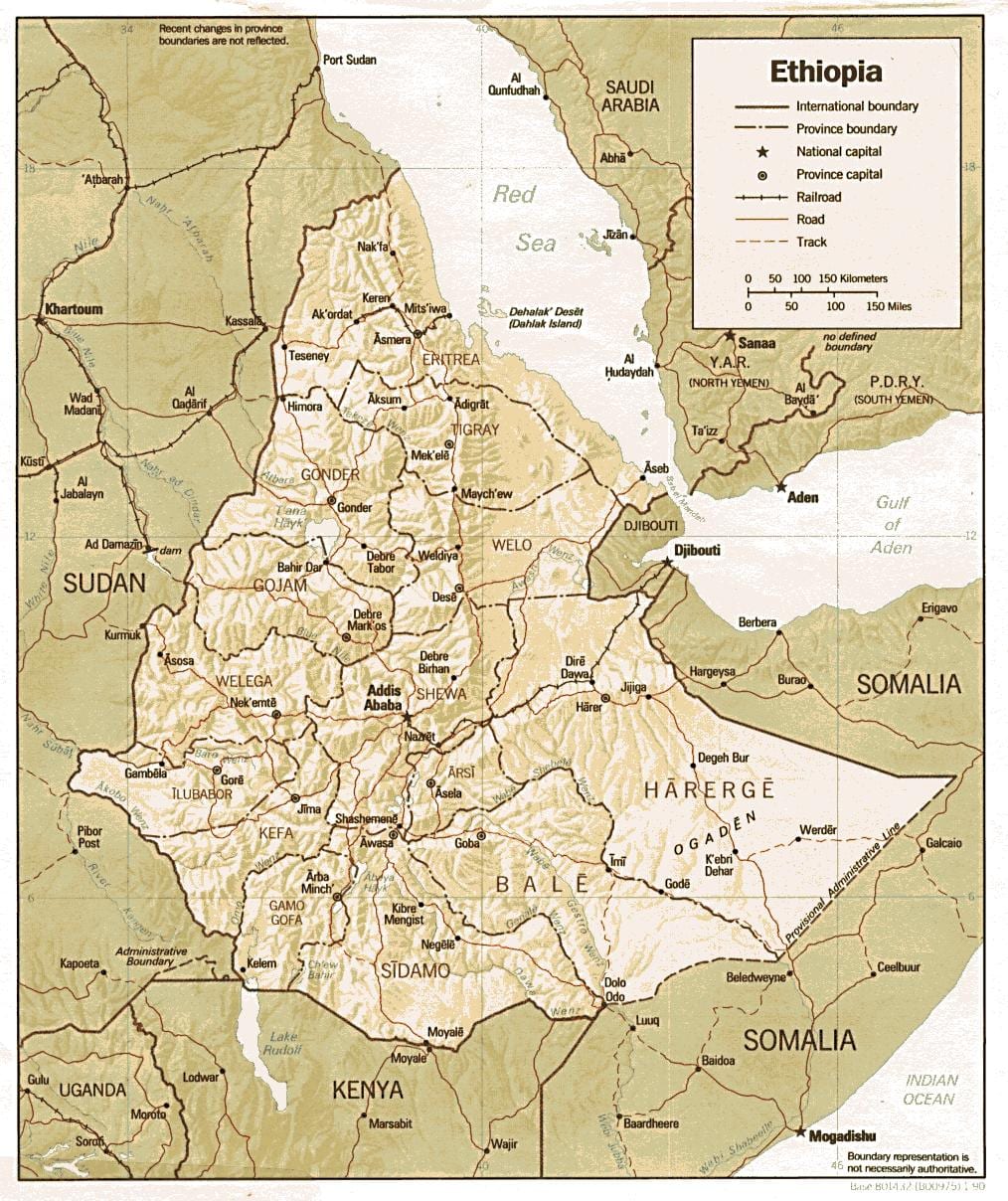 kaart van Ethiopië oude kaart