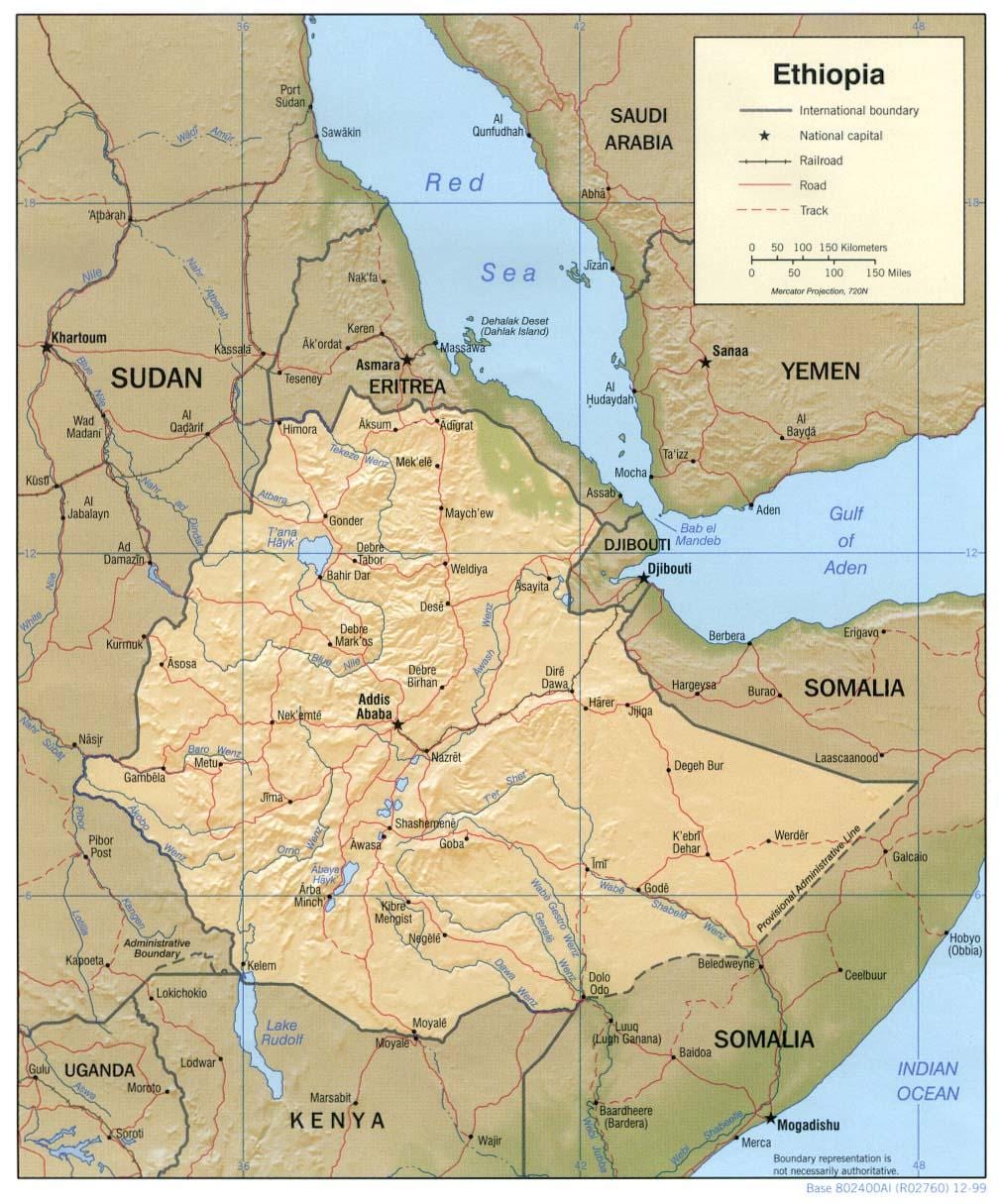 kaart van de Ethiopische mapping agency-website