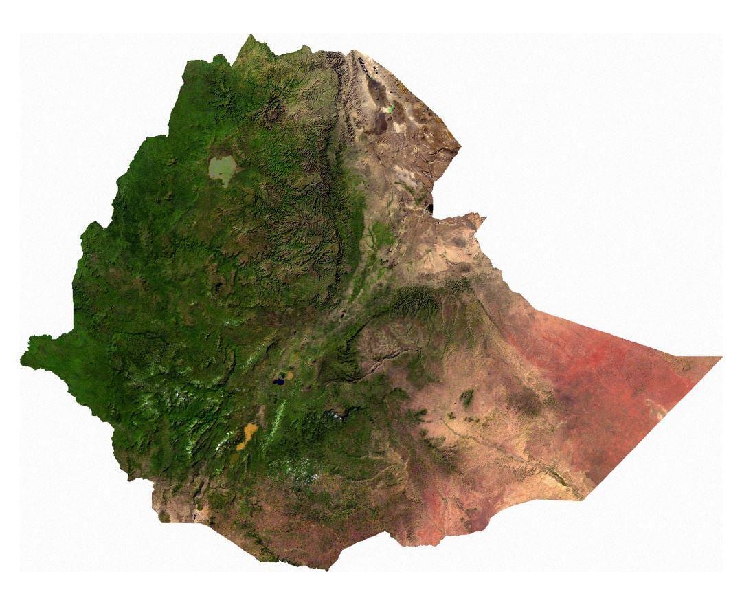 Ethiopië satelliet kaart