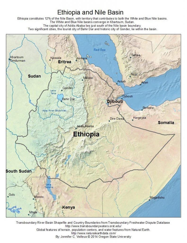 Ethiopische plateau op kaart