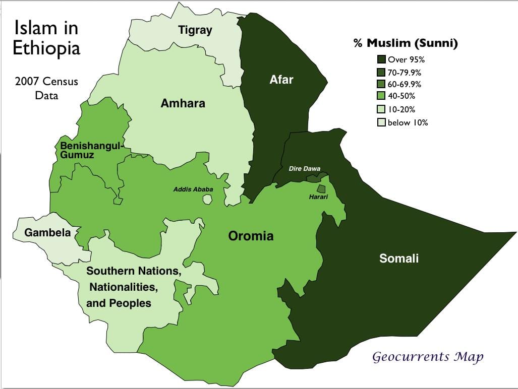 kaart van de Ethiopische stammen