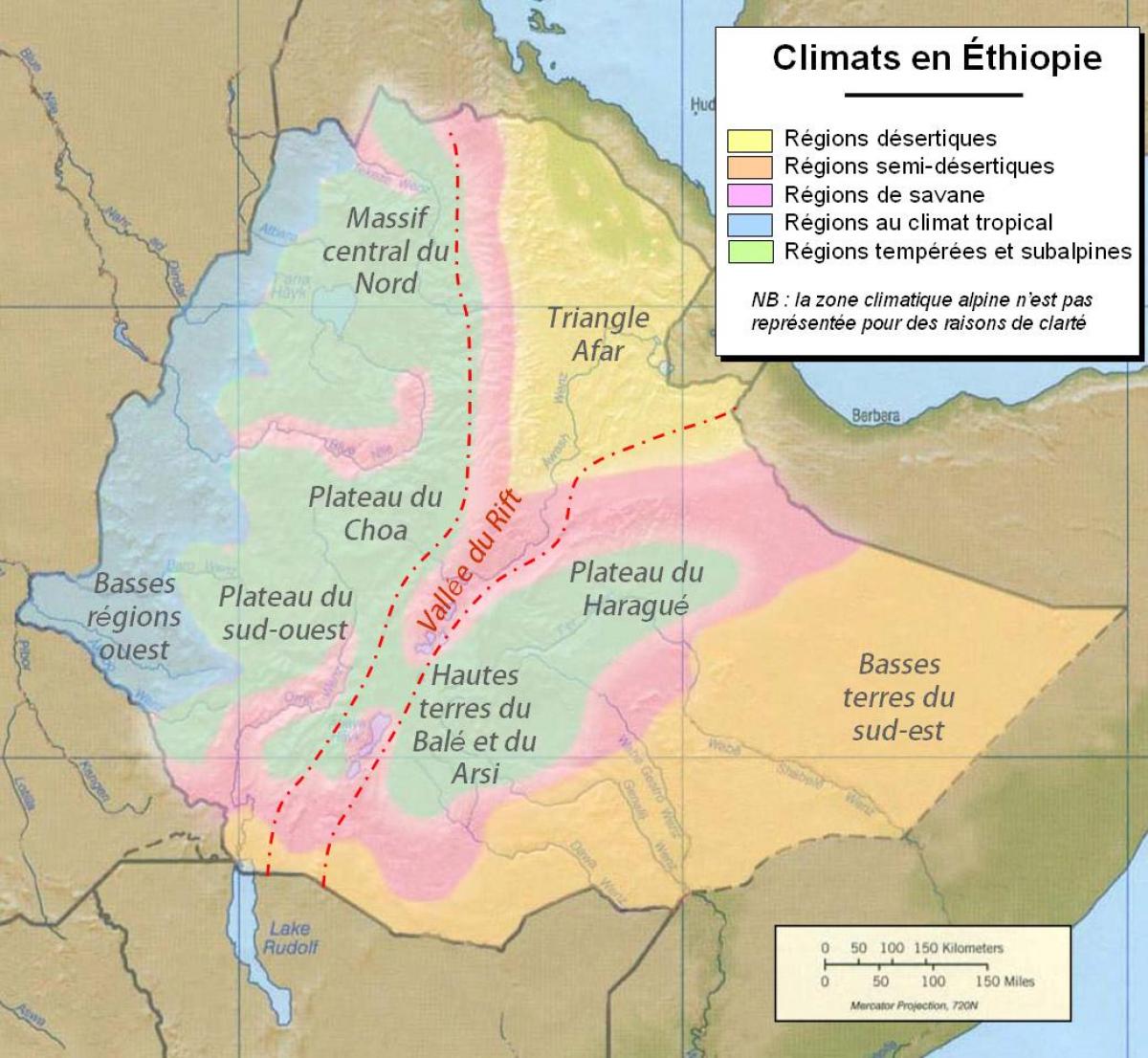 kaart van Ethiopië klimaat