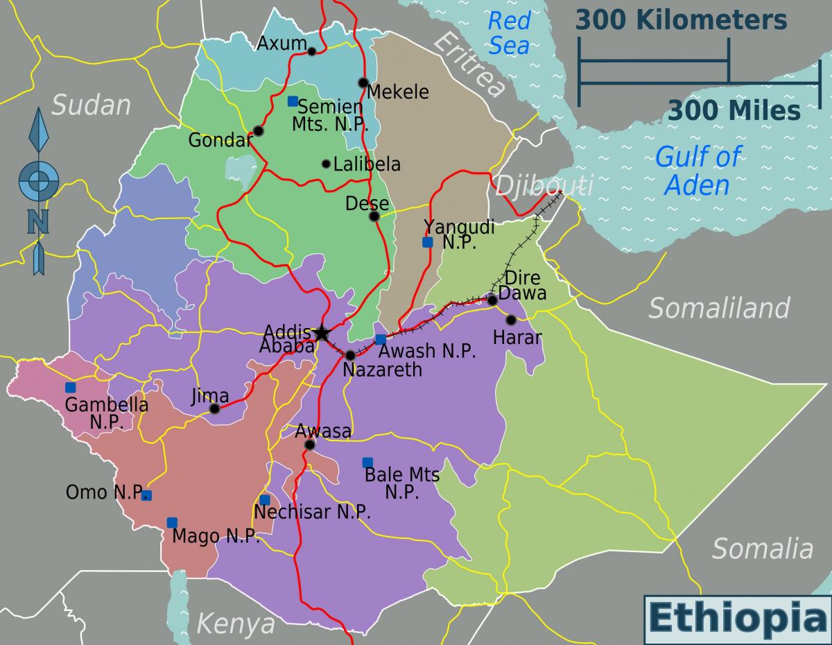 Ethiopië locatie op de kaart