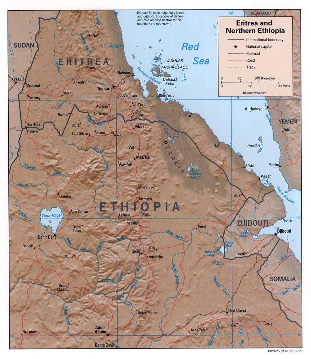 kaart van noord-Ethiopië