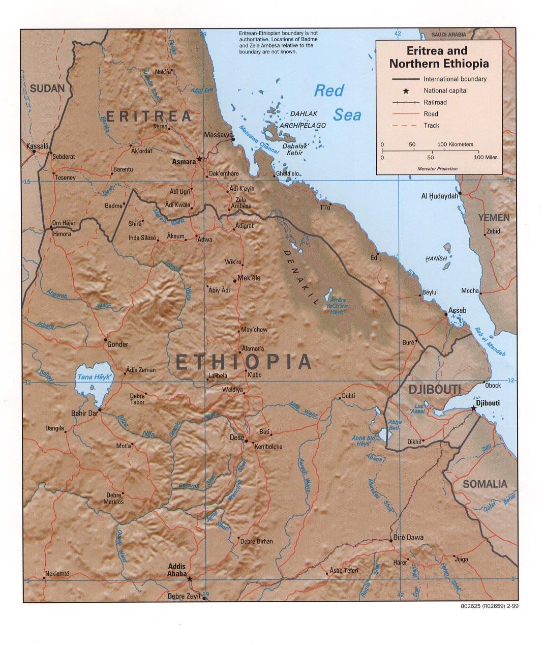 kaart van noord-Ethiopië