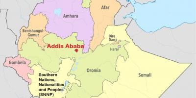 Addis abeba-Ethiopië kaart wereld