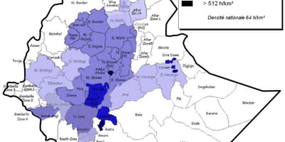 Ethiopië bevolkingsdichtheid kaart