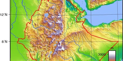 Ethiopië hoogte kaart