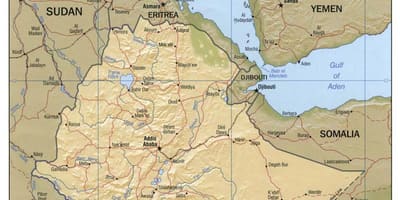 Kaart van Ethiopië kaart 1980