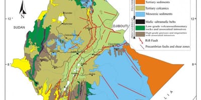 Kaart van Ethiopië natuurlijke hulpbronnen