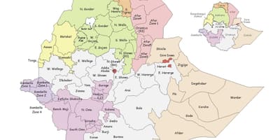 Ethiopisch kaart per regio