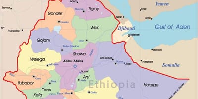 Ethiopië kaart met steden