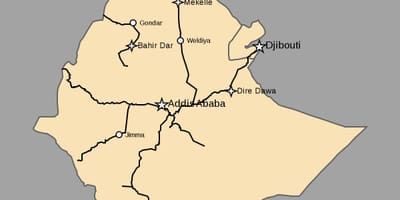 Kaart van Ethiopië trein