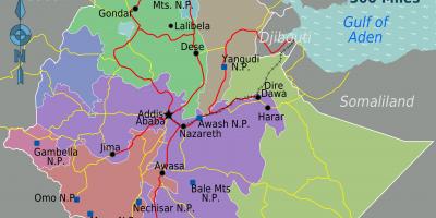 Ethiopië locatie op de kaart