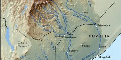 Ethiopisch stroomgebieden kaart