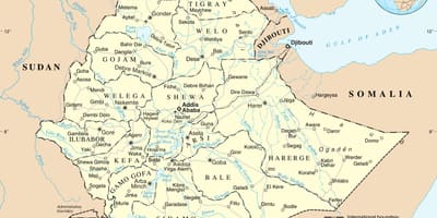 Politieke kaart van Ethiopië