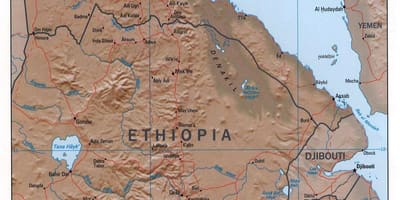 Kaart van noord-Ethiopië