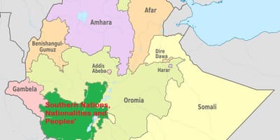 Kaart van snnpr Ethiopië